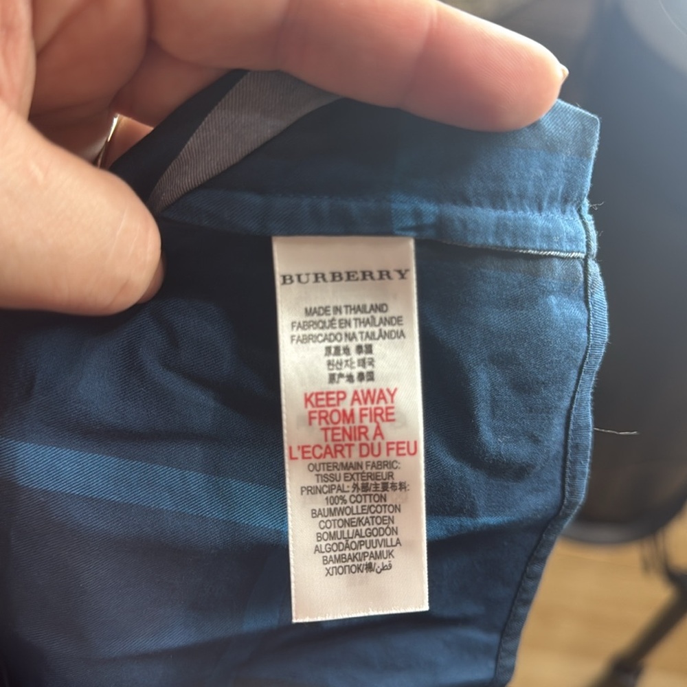 Burberry Baby Boy Navy Blue Checked Shirt 18 Months - Picture 8 of 10